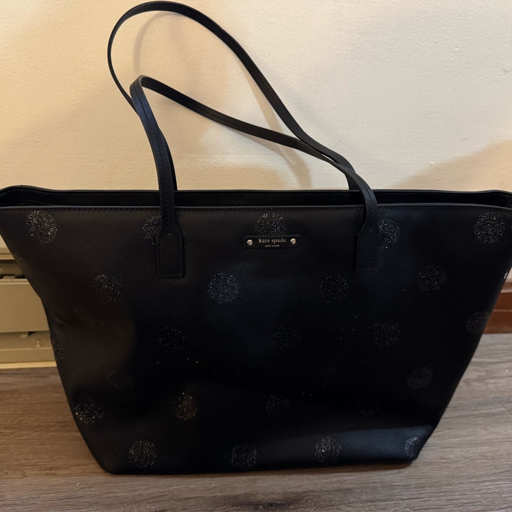 Kate Spade Black Shoulder Bag with Glitter Accents